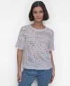 Dkny Cotton Crochet Sweater In White