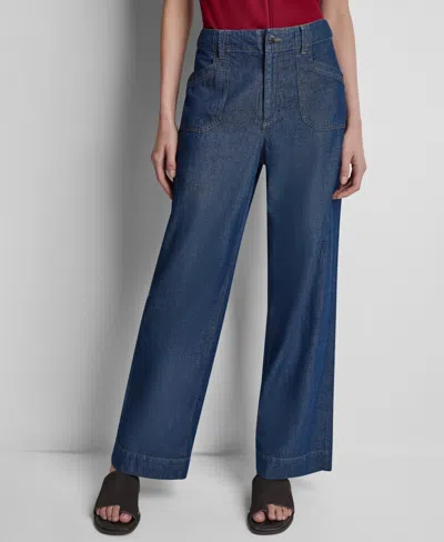 Dkny Women's Cotton Straight Leg Pants In Blue