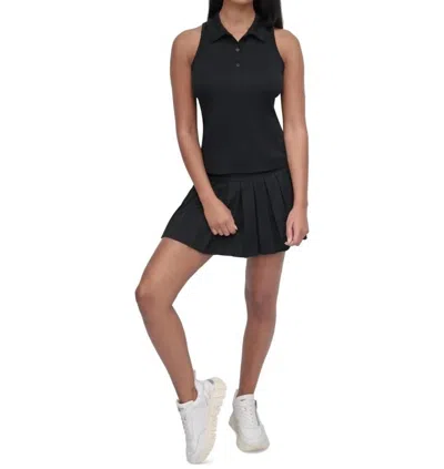 Dkny Court Racerback Polo Tank Top In Black