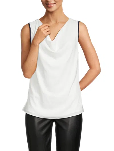 Dkny Women's Cowlneck Top In White Navy