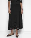 Dkny Rib Open Stitch Crepe Sweater Skirt In Black