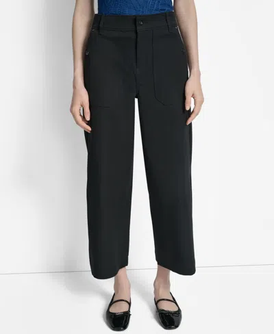 Dkny Women's Crew High-rise Wide-leg Pants In Black