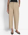 Dkny Button Pocket Crop Wide Leg Pants In Brown