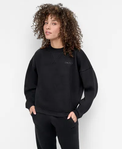 Dkny Women's Crew Neck Long Sleeves Top In Black