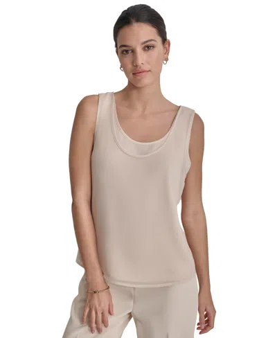 Dkny Women's Crewneck Layered-look Sleeveless Top In Parchment