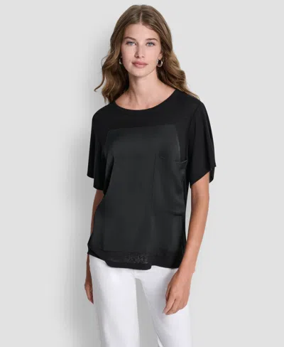 Dkny Women's Crewneck Short Sleeve T-shirt In Black