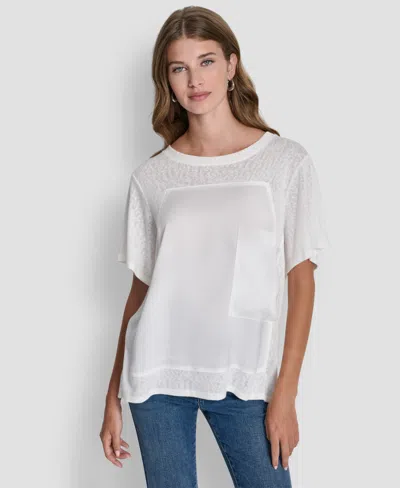 Dkny Women's Crewneck Short Sleeve T-shirt In White