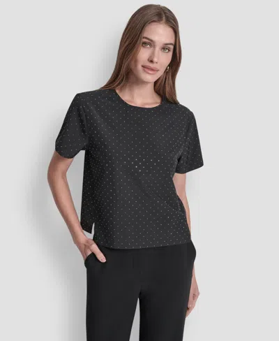 Dkny Women's Crewneck Short Sleeves Top In Animal Print