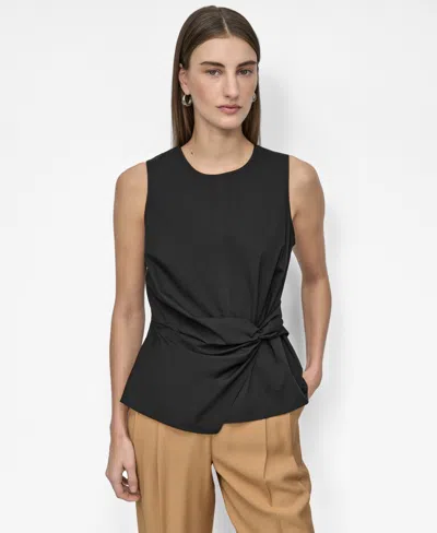 Dkny Women's Crewneck Twist-waist Sleeveless Top