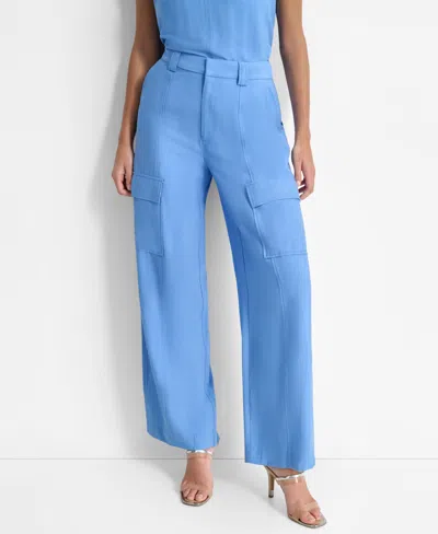 Dkny Crinkle Cargo Pants In Blue Bell