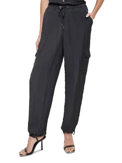 Dkny Women's Crinkled Jogger Pants In Black