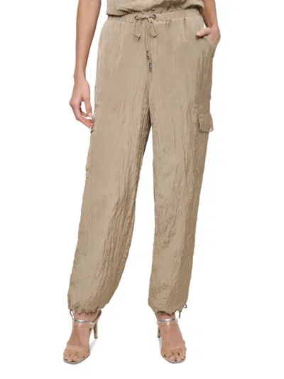 Dkny Women's Crinkled Jogger Pants In Taupe