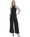 Dkny Women's Crisscross Halter Belted Wide-leg Jumpsuit