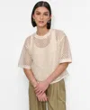 Dkny Open Stitch Short Sleeve Top In Neutral