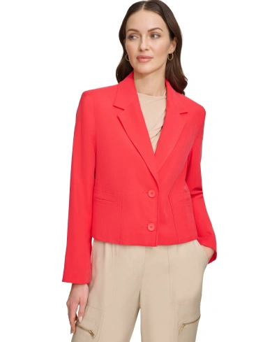 Dkny Women's Cropped Double-button Blazer In Flame