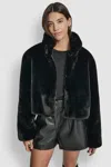 Dkny Women's Cropped Faux Fur Jacket In Black