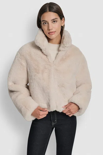 Dkny Women's Cropped Faux Fur Jacket In Neutral