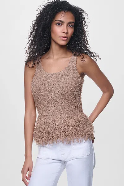 Dkny Women's Cropped Fringe Tank In Brown