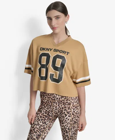 Dkny Women's Cropped Mesh Varsity Jersey In Brown