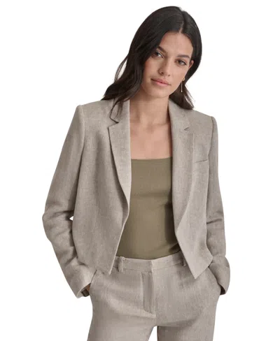 Dkny Women's Cropped Open-front Long-sleeve Blazer In Gray