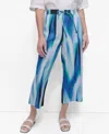 Dkny Abstract Print Crop Linen Drawstring Pants In Caribbean Multi