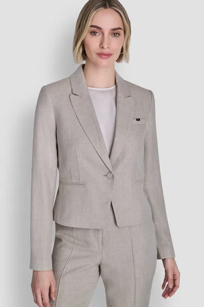 Dkny Women's Cropped Single Button Blazer In Gray