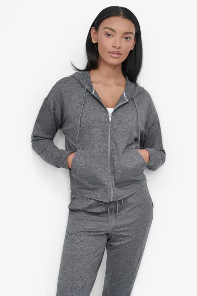 Dkny Women's Cropped Space-dyed Hoodie In Gray