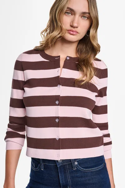 Dkny Women's Cropped Striped Cardigan In Pink