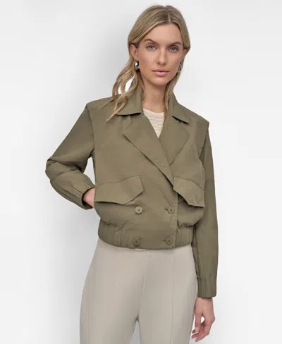 Dkny Women's Cropped Trench Jacket In Utility Green
