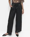 Dkny Crushed Drawstring Wide Leg Pants In Black