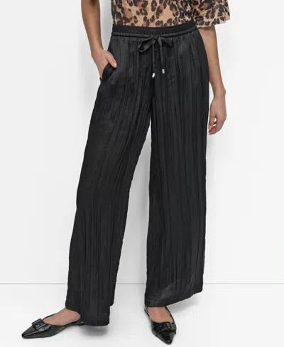 DKNY WOMEN'S CRUSHED CREASE WIDE-LEG PANTS