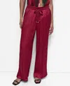 Dkny Crushed Drawstring Wide Leg Pants In Red