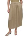 Dkny Crushed Pleated Midi Skirt In Green
