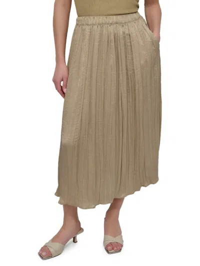 Dkny Women's Crushed Crease Woven Midi-skirt In Green