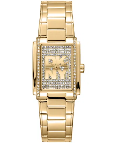 Dkny Women's Crystal Dial Crystal Accented Dial Gold-tone Stainless Steel Bracelet Watch, 23 X 30mm