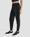 Dkny Women's Cuffed Metallic Logo Joggers In Black