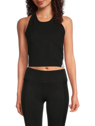 Dkny Women's Cutout Back Cropped Tank In Black Light Blue