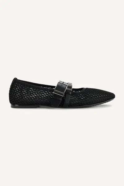 Dkny Dade Buckle Strap Mesh Ballet Flat In Black