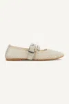 Dkny Dade Buckle Strap Mesh Ballet Flat In White
