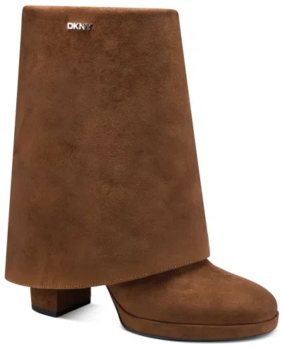 Dkny Women's Dana Platform Zipper Booties In Brown