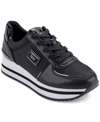 Dkny Women's Davie Lace-up Platform Sneakers In Black