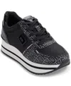 Dkny Women's Davie Lace-up Platform Sneakers In Black,pebble Combo
