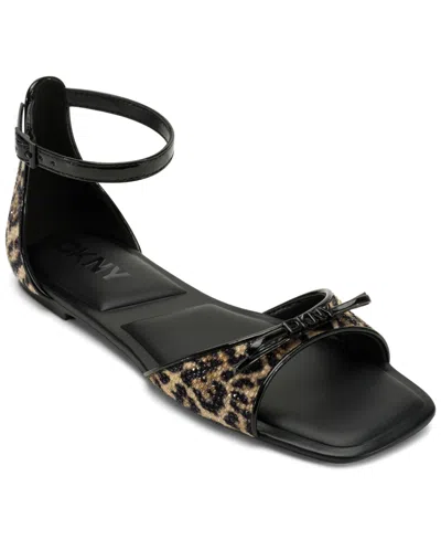 DKNY WOMEN'S DAZEY ANKLE STRAP FLAT SANDALS