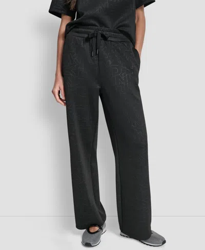 Dkny Women's Debossed Logo Pull-on Pants In Black