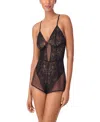 Dkny Women's Deco Lace Romper Chemise- Dk7559 In Black