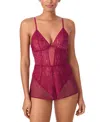 Dkny Deco Lace & Mesh Romper In Purple