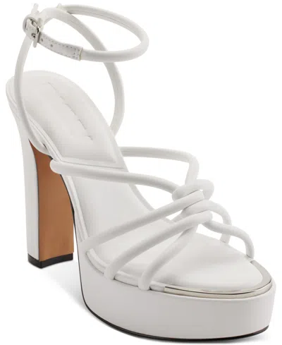 Dkny Women's Delicia Strappy Knotted Platform Sandals In Bright White