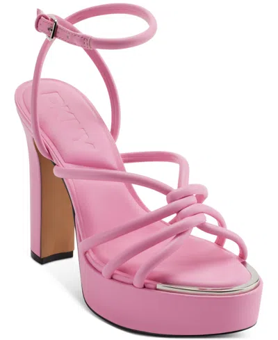 Dkny Women's Delicia Strappy Knotted Platform Sandals In Flamingo