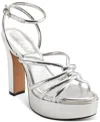 Dkny Women's Delicia Strappy Knotted Platform Sandals In Silver