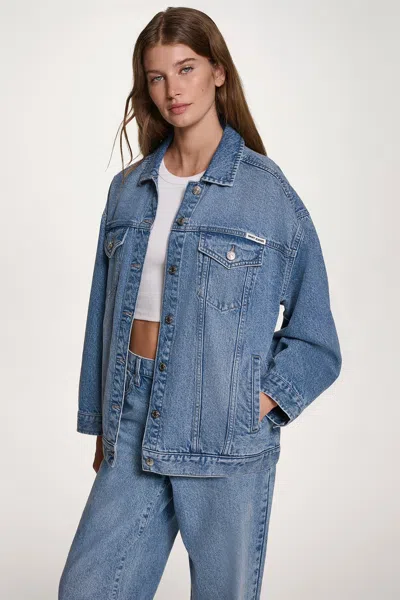 Dkny Women's Denim Maxi Trucker Jacket
